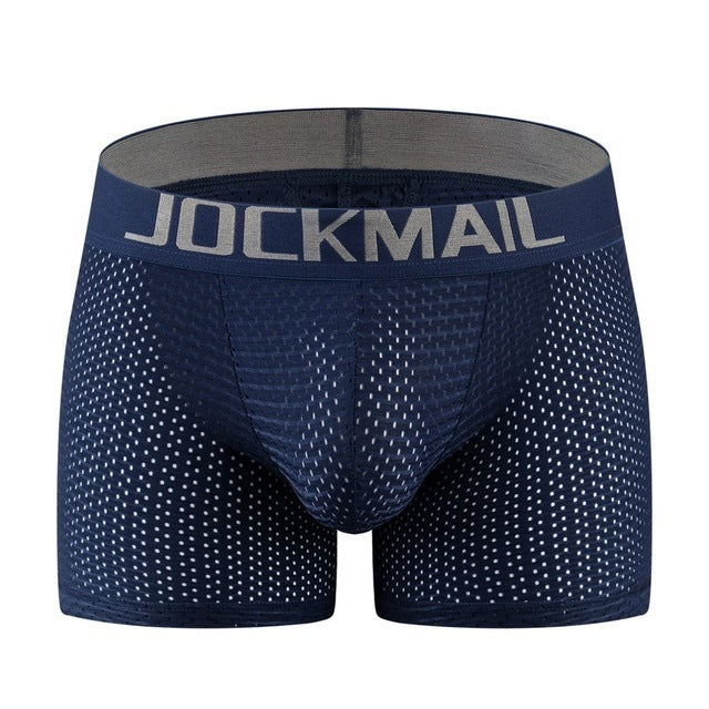 HaleyChan 1Pc Long Mesh Buttocks Men's Boxer Briefs Plus Spo