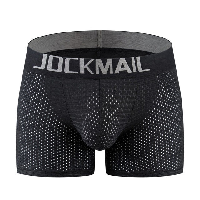 HaleyChan 1Pc Long Mesh Buttocks Men's Boxer Briefs Plus Spo