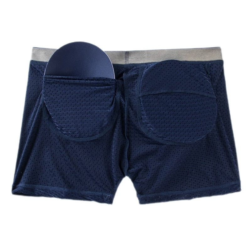 HaleyChan 1Pc Long Mesh Buttocks Men's Boxer Briefs Plus Spo