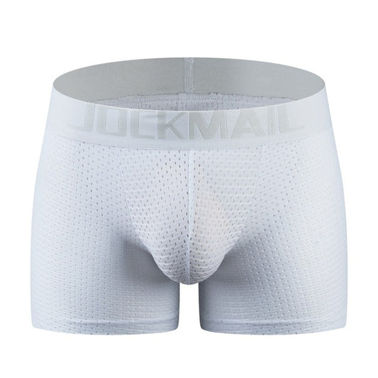 HaleyChan 1Pc Long Mesh Buttocks Men's Boxer Briefs Plus Spo